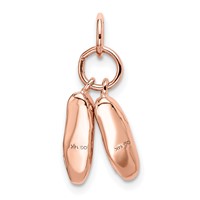 14K Rose Gold Polished 3-D Moveable Ballet Slippers Charm view 3