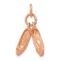 14K Rose Gold Polished 3-D Moveable Ballet Slippers Charm view 1