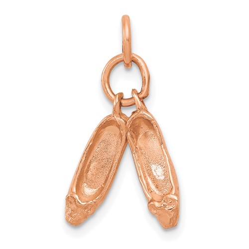 14K Rose Gold Polished 3-D Moveable Ballet Slippers Charm