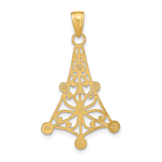 14k and White Rhodium Textured Chandelier Charm