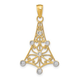 14k and White Rhodium Textured Chandelier Charm