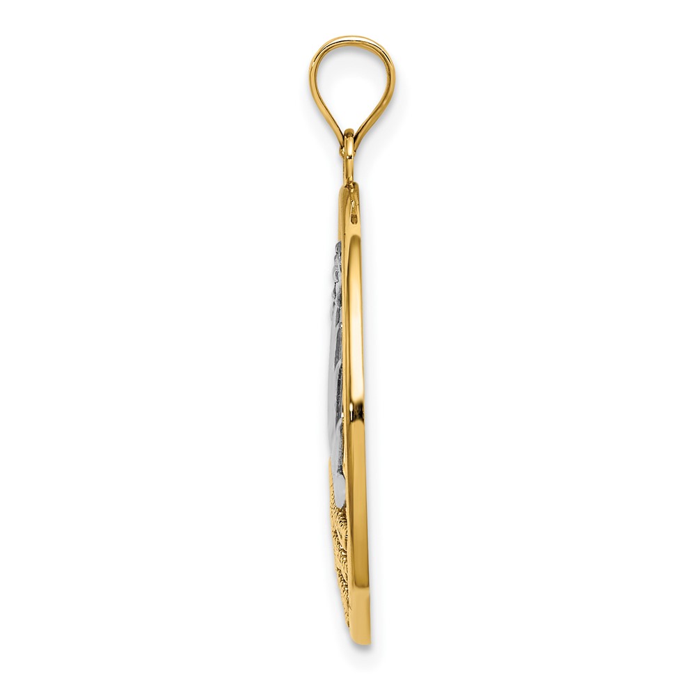 14K /Rhodium Sunsetand Water In CircleCharm (K9457)