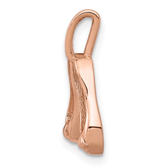 14K Rose Gold Solid Polished 3-D Ballet Slippers Charm