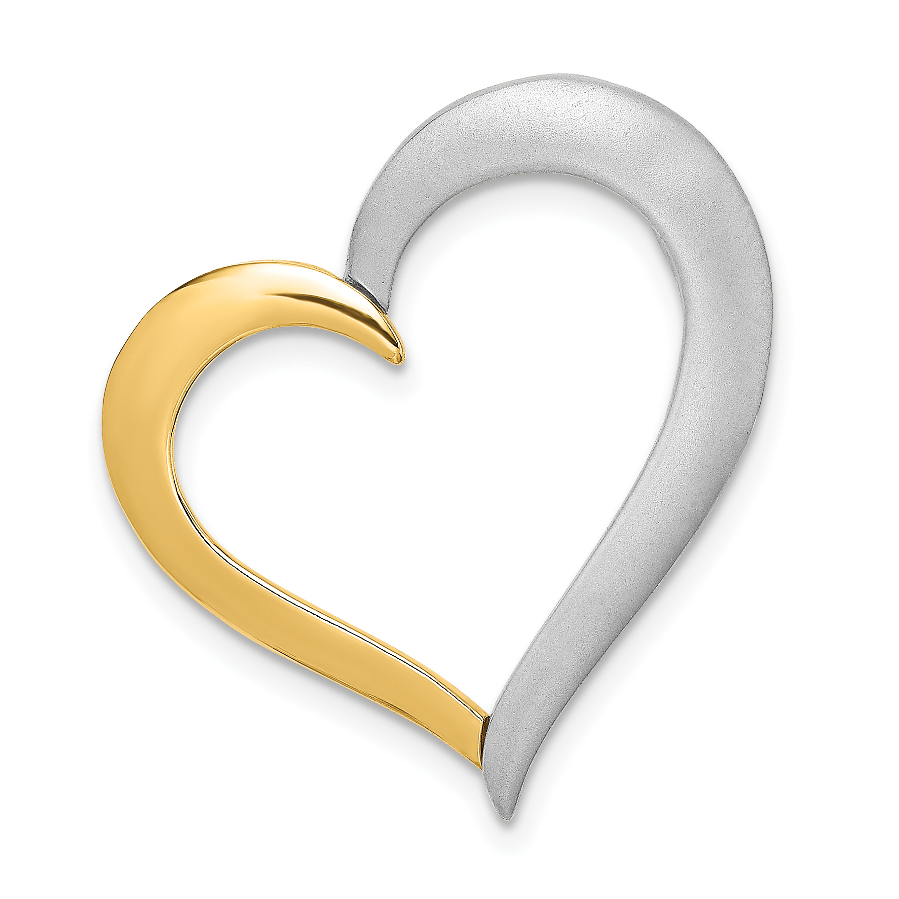14k Two-tone Textured & Polished Heart Chain Slide Charm (K9464)