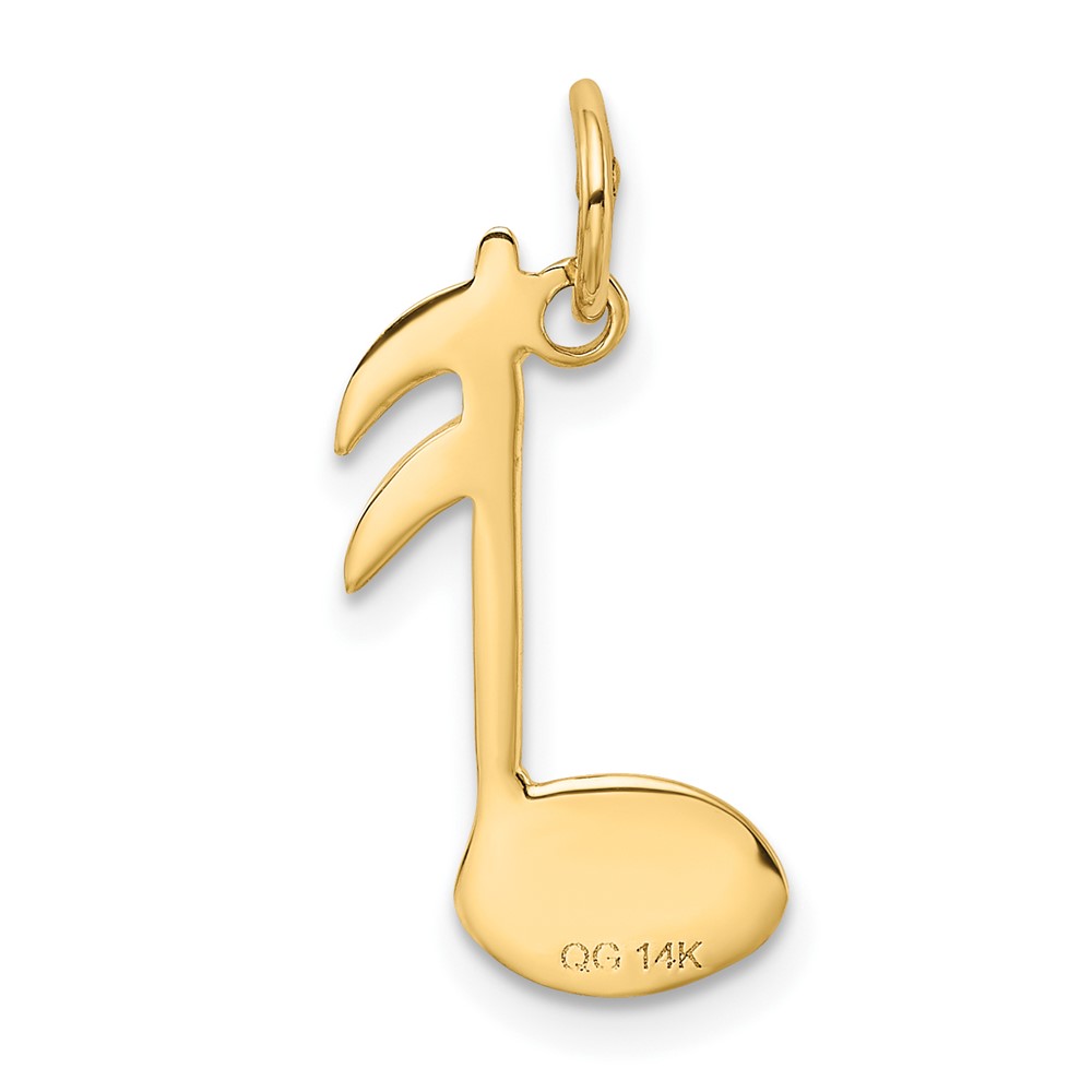 14k Polished Flat-Backed Musical Note Charm (K949)