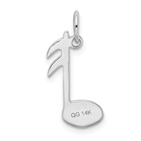 14K White Gold Polished Flat-Backed Musical Note Charm view 3