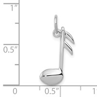 14K White Gold Polished Flat-Backed Musical Note Charm view 4