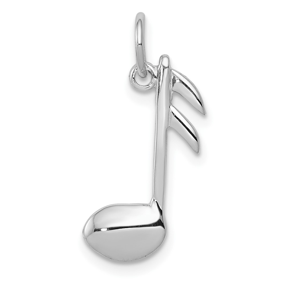 14k White Gold Polished Flat-Backed Musical Note Charm | J.C.’s Jewelry