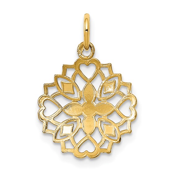 Gold with Rhodium Flower, Heart and Cross Charm
