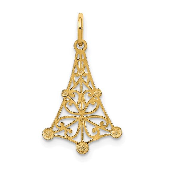 14K with White Rhodium Diamond-cut Chandelier Charm