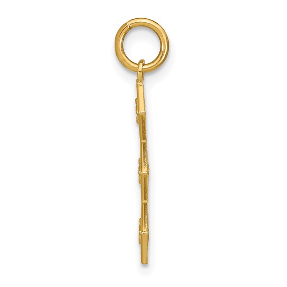 14k and White Rhodium Diamond-cut 3 Diamond-Shapes Charm