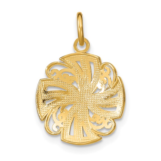 14K and White Rhodium Pinwheel Medallion Charm