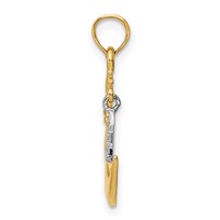14K Two-Tone Polished Half Moon and Dangle Star Pendant view 2