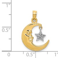 14K Two-Tone Polished Half Moon and Dangle Star Pendant view 3