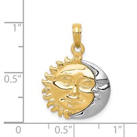 14K Two-Tone Solid Polished Reversible Sun and Moon Pendant view 4