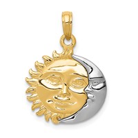 14K Two-Tone Solid Polished Reversible Sun and Moon Pendant view 1
