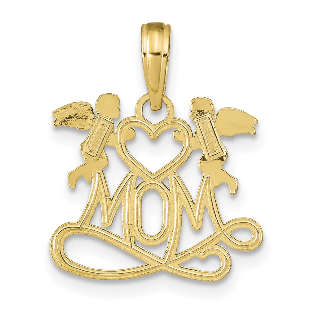14K Polished MOM w/Heart and Angels Pendant (K9577)