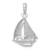 14K White Gold Polished 3-D Sailboat Charm view 4