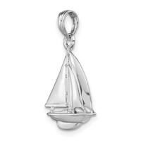 14K White Gold Polished 3-D Sailboat Charm view 5