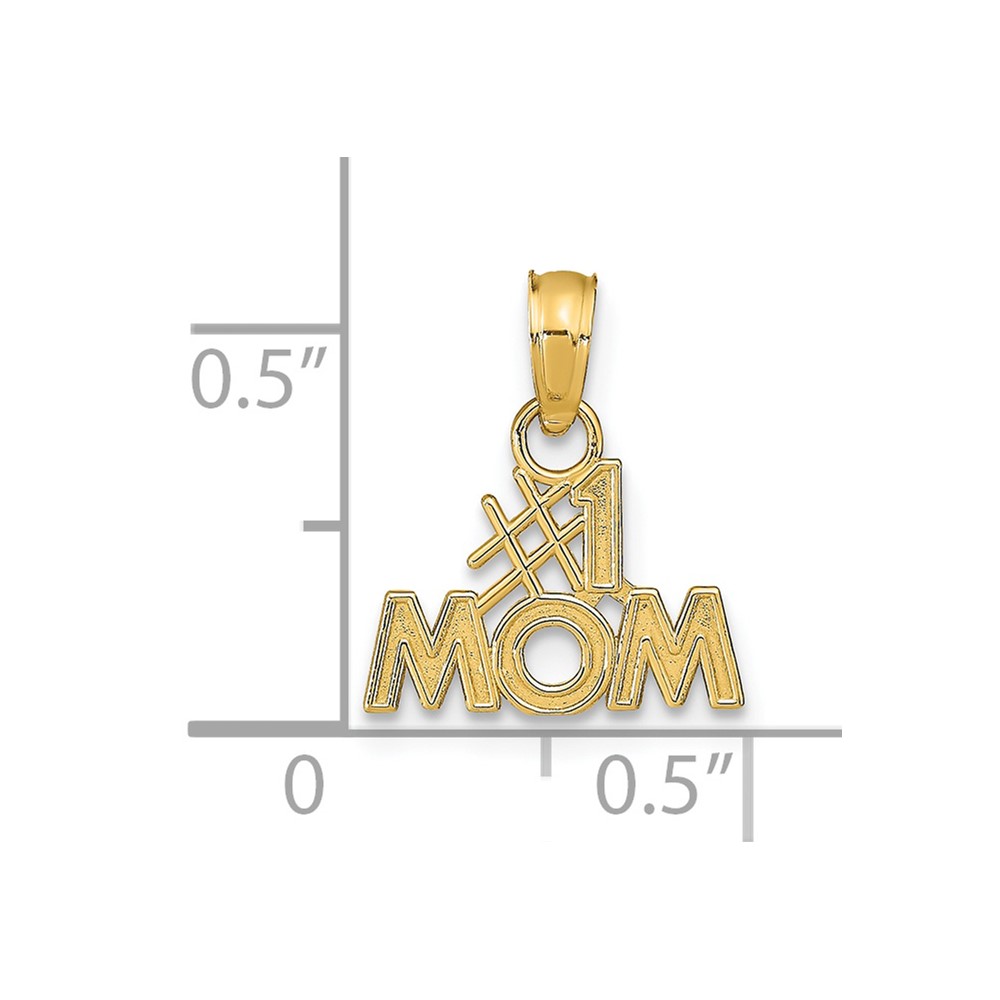 14K Polished #1 MOM Pendant (K9595)