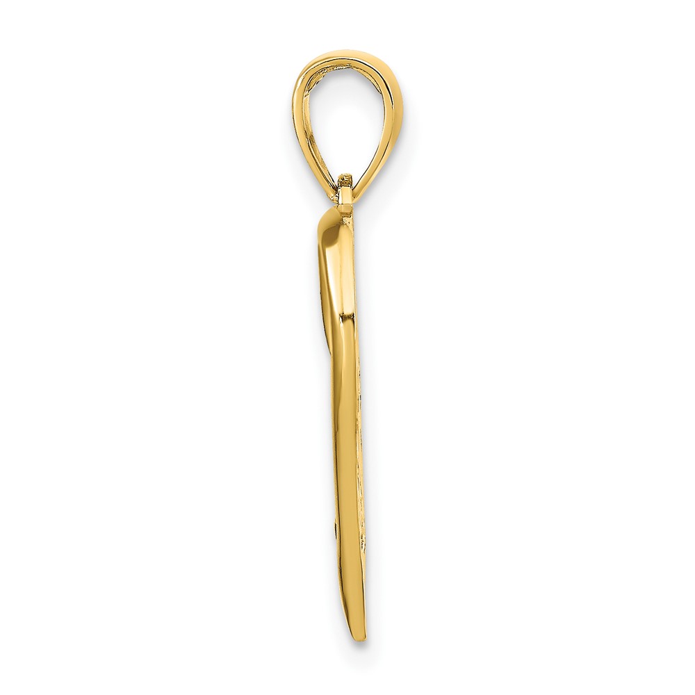 14K Polished Heart and -X- Pendant (K9596)