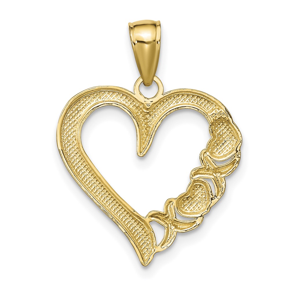 14K Polished Heart and -X- Pendant (K9596)