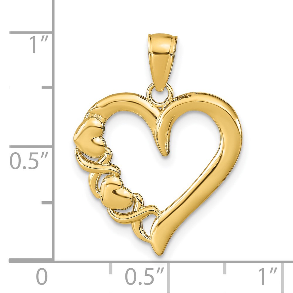 14K Polished Heart and -X- Pendant (K9596)