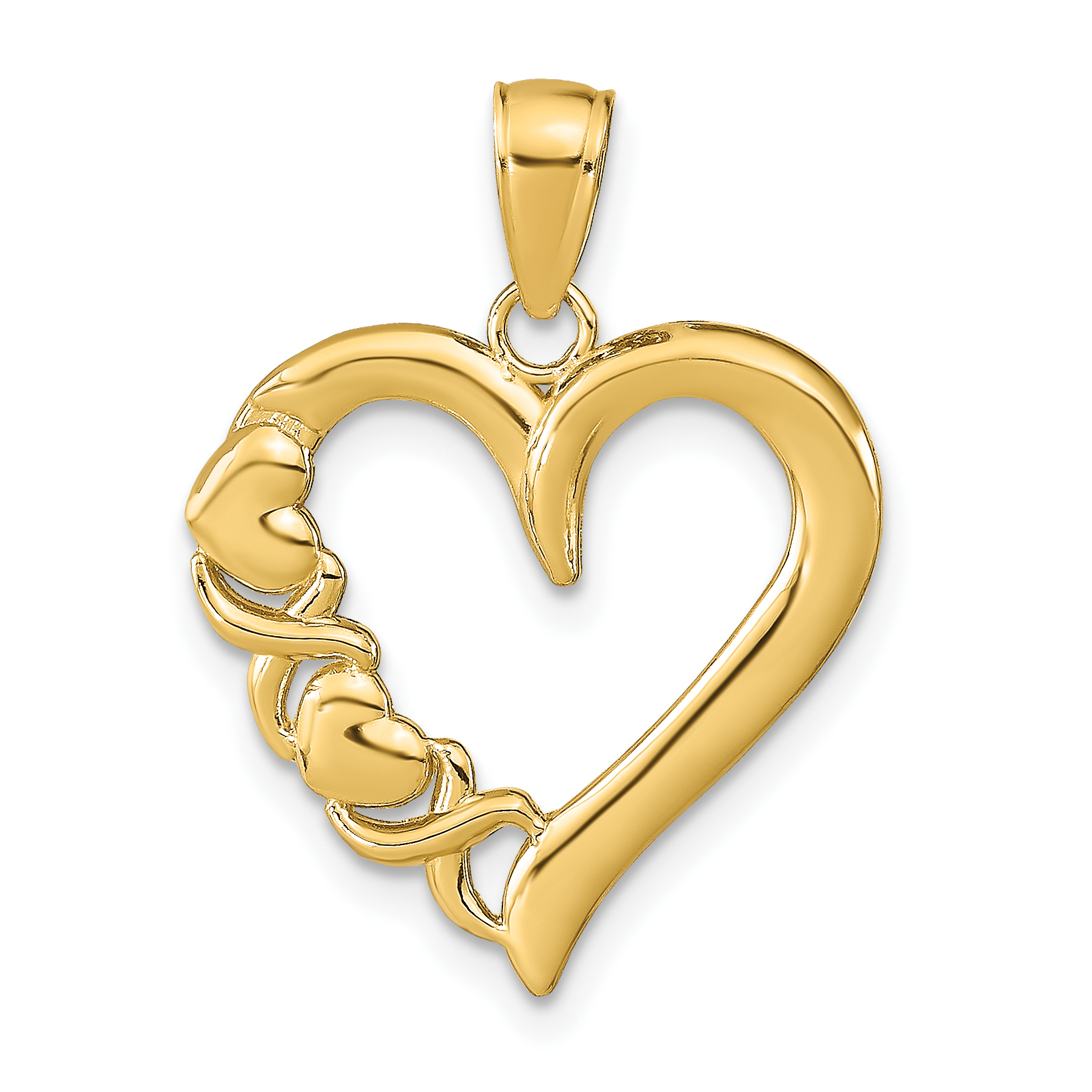 14K Polished Heart and -X- Pendant (K9596)