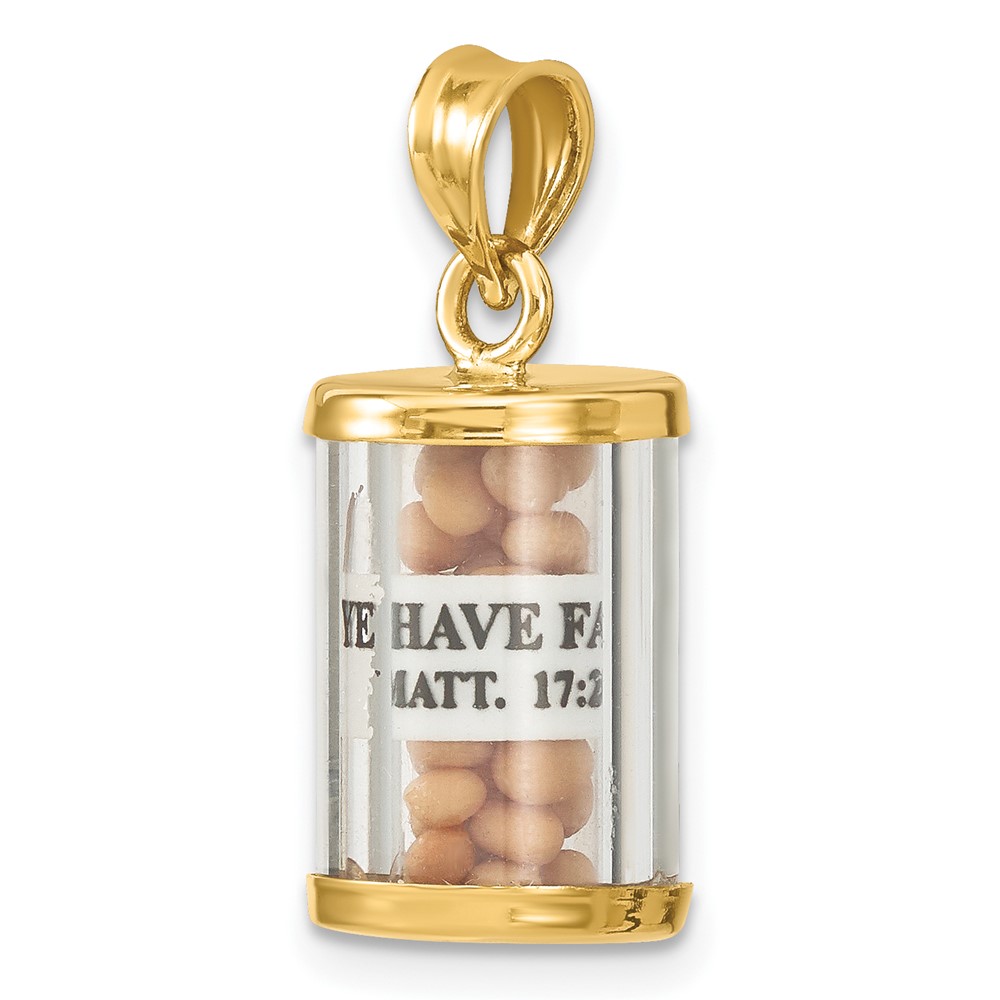 14K 3-D Mustard Seeds Matthew 17  Scroll Pendant (K9670)