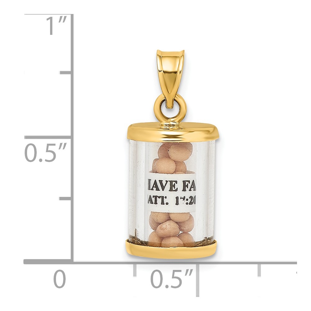 14K 3-D Mustard Seeds Matthew 17  Scroll Pendant (K9670)