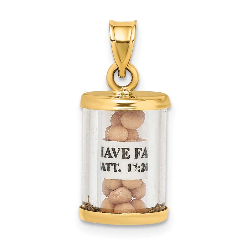 14K 3-D Mustard Seeds Matthew 17  Scroll Pendant (K9670)