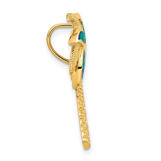 14k Lab Created Opal Palm Tree Omega Slide