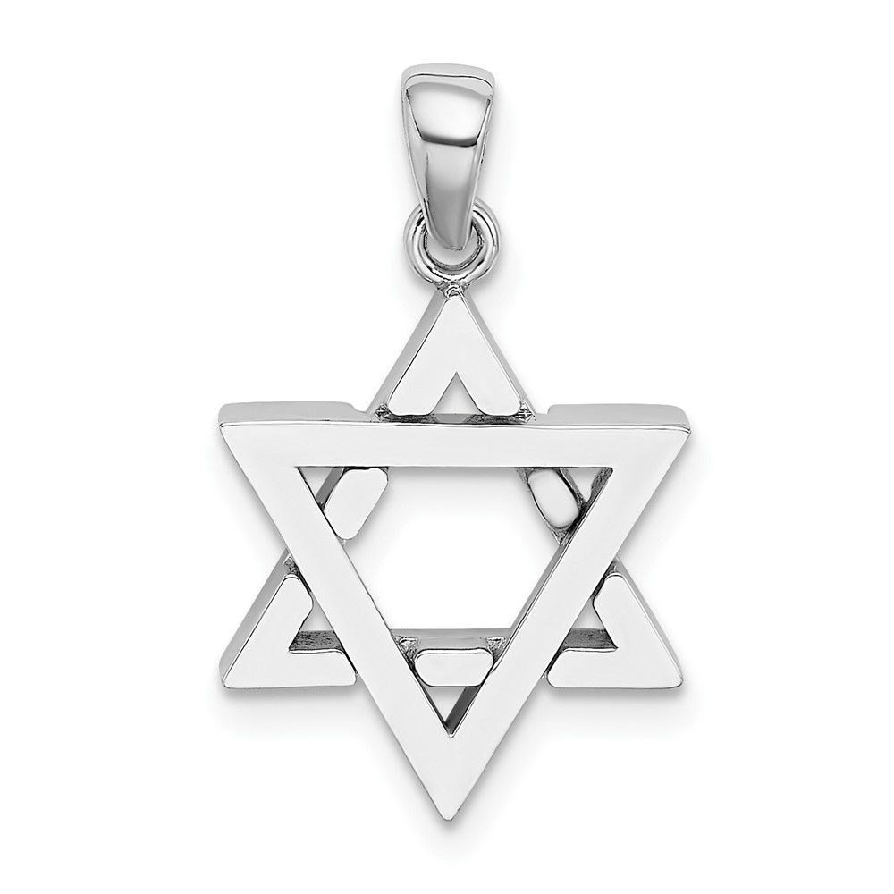 14K White Gold Star of David Charm