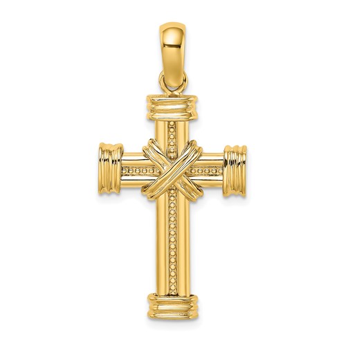 14k Polished w/ X In Center of Cross Charm