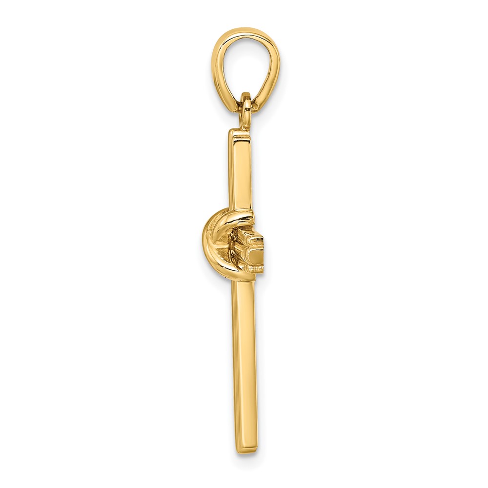14K Polished  X  Center Cross Charm (K9739)