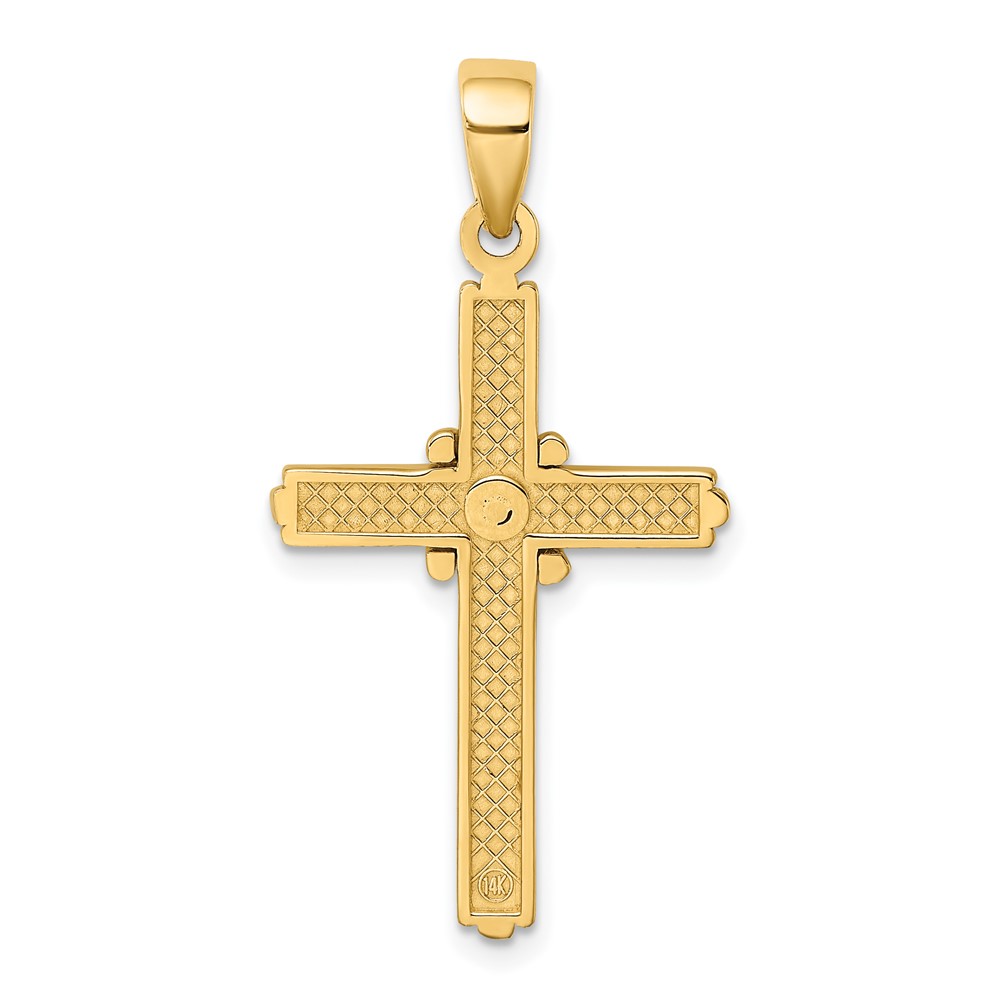 14K Polished  X  Center Cross Charm (K9739)