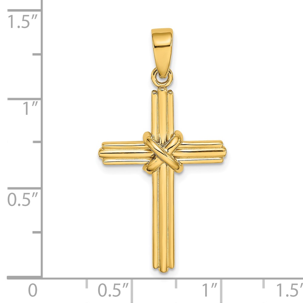 14K Polished  X  Center Cross Charm (K9739)