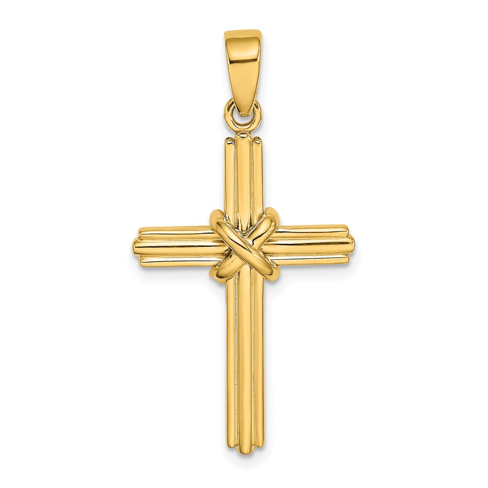 14K Polished  X  Center Cross Charm (K9739)