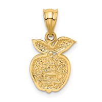 14K Yellow Gold Polished Red Enameled Apple Pendant view 3