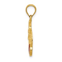 14K Yellow Gold Polished Red Enameled Cherries Pendant view 2
