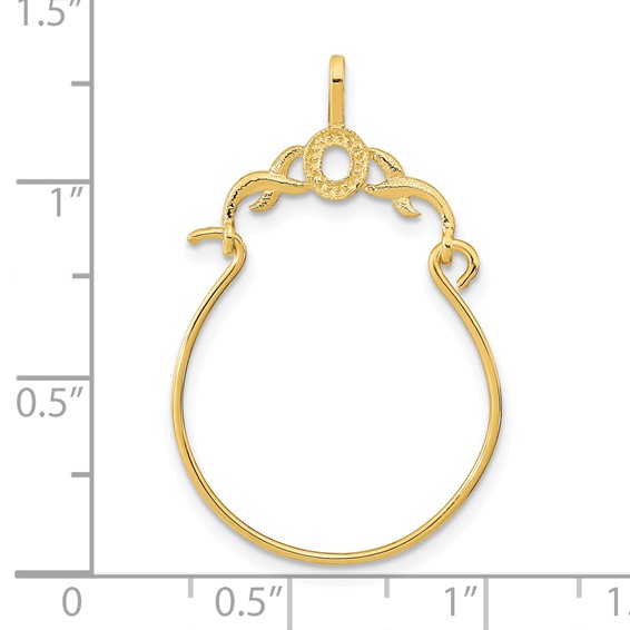 14K Textured Charm Holder Pendant