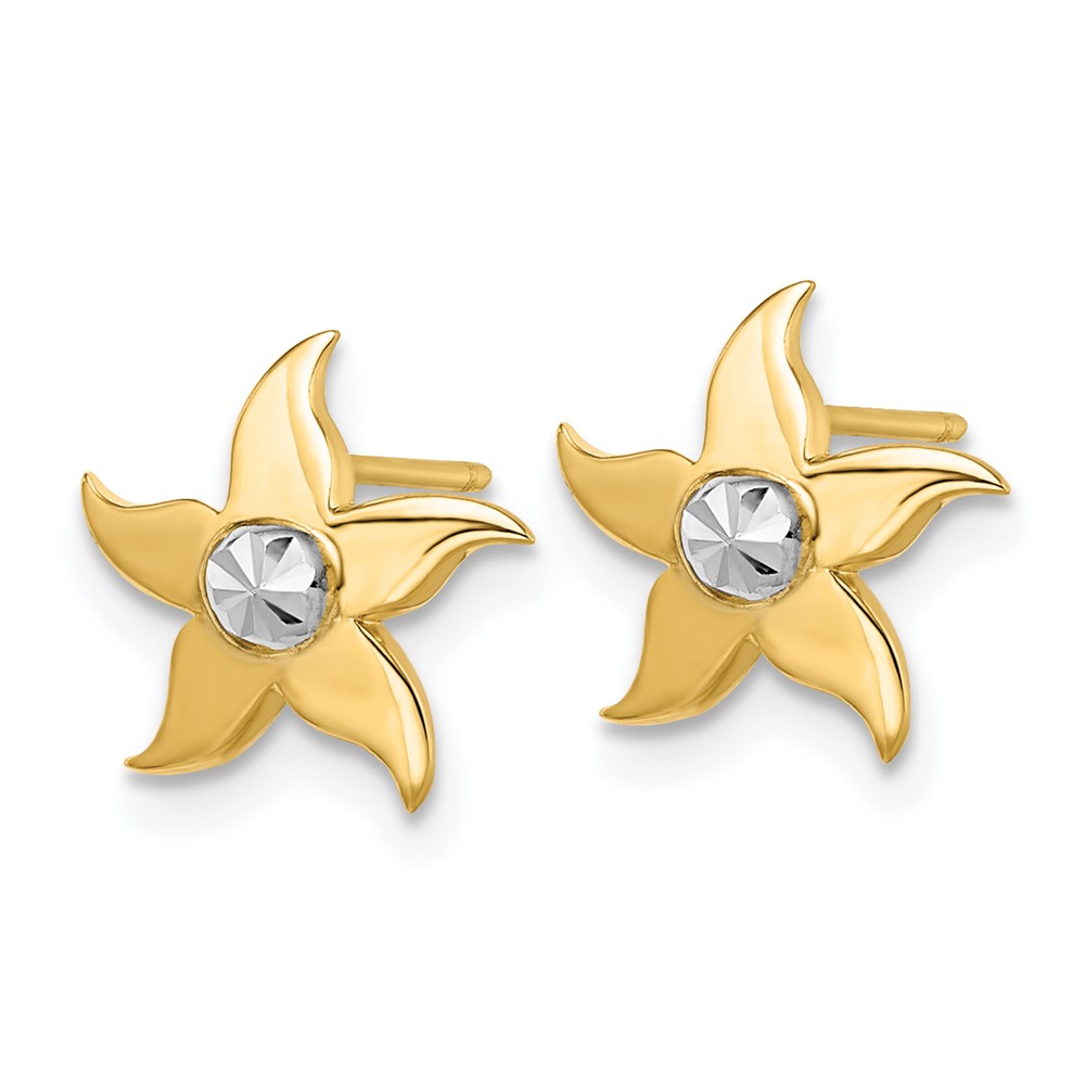14k w/Rhodium Starfish Post Earrings (K9781E)