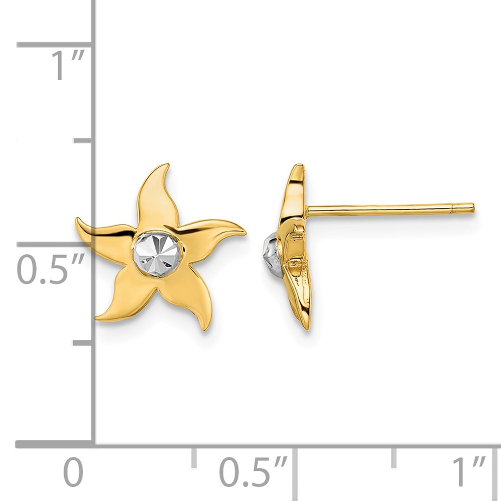 14k w/Rhodium Starfish Post Earrings (K9781E)