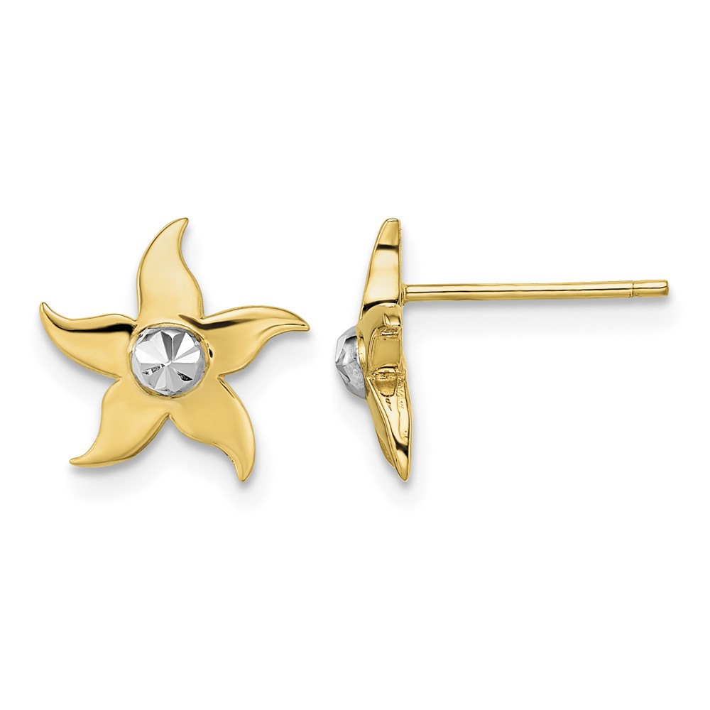 14k w/Rhodium Starfish Post Earrings (K9781E)