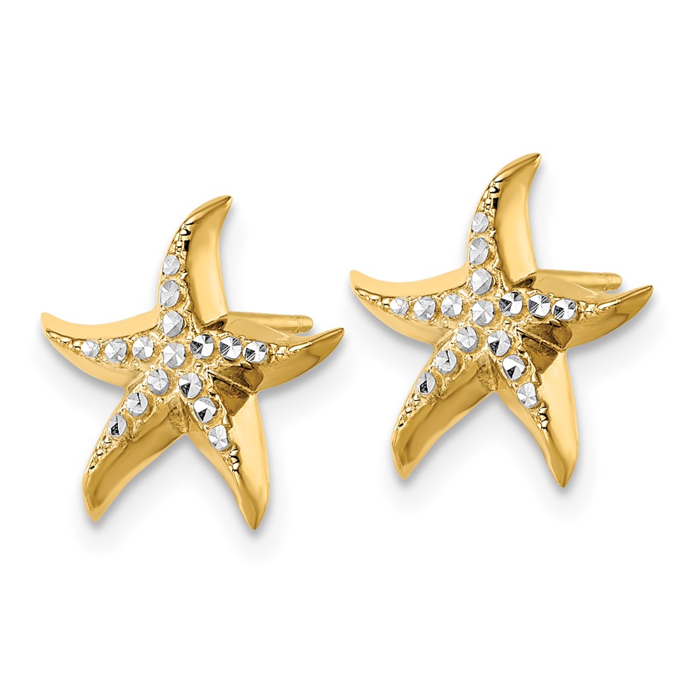 14k w/Rhodium Starfish Post Earrings (K9783E)