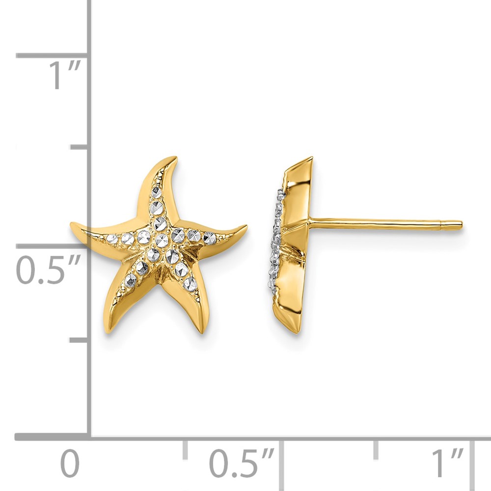 14k w/Rhodium Starfish Post Earrings (K9783E)