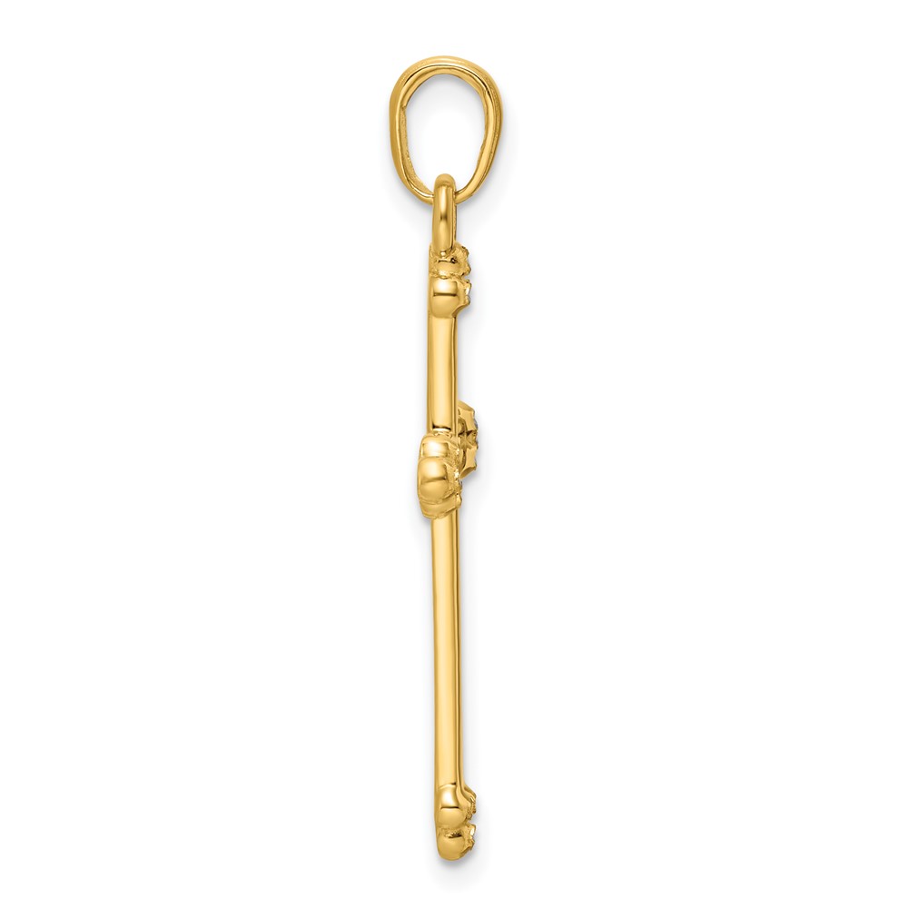 14K w/Rhodium D/C Cross Pendant (K9798)