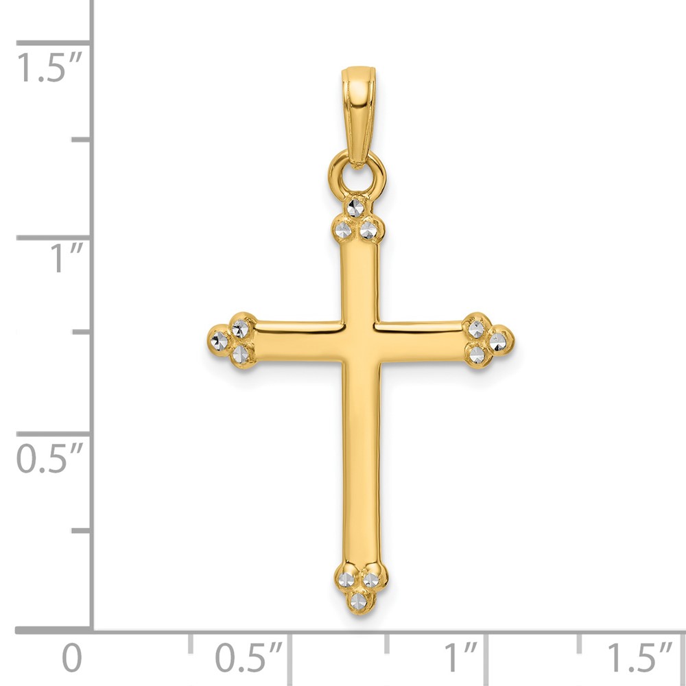 14K w/Rhodium D/C Cross Pendant (K9798)