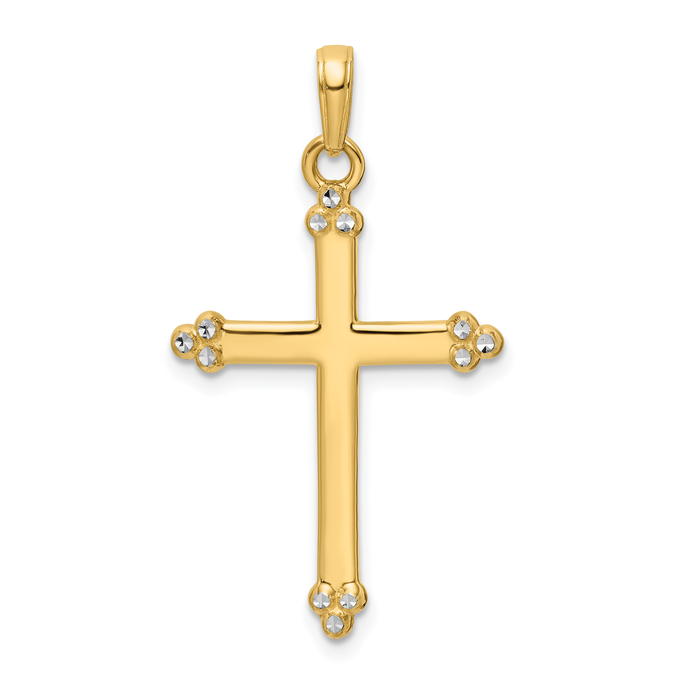 14K w/Rhodium D/C Cross Pendant (K9798)