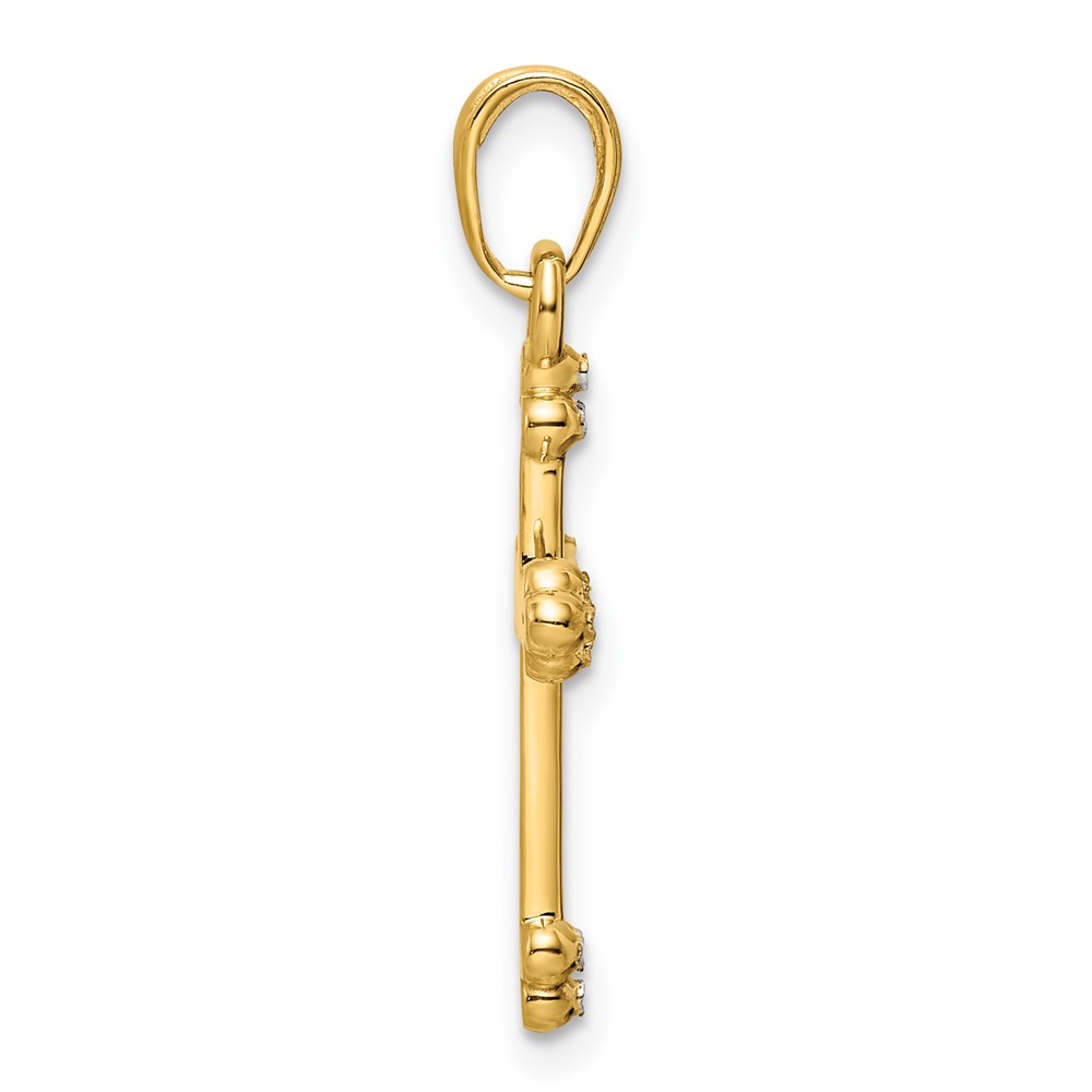 14K w/Rhodium D/C Cross Pendant (K9799)